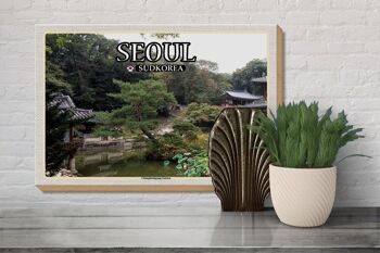 Panneau en bois voyage 30x20cm Séoul corée du sud Changdeokgung décoration de jardin 3