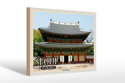 Holzschild Reise 30x20cm Seoul Südkorea Changdeokgung Palace Deko