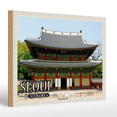 Cartello in legno da viaggio 30x20 cm Decorazione del Palazzo Changdeokgung di Seoul, Corea del Sud