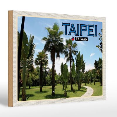 Cartel de madera viaje 30x20cm Taipei Taiwán Da'an Park regalo