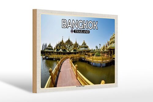 Holzschild Reise 30x20cm Bangkok Thailand Der Goldene Tempel Deko