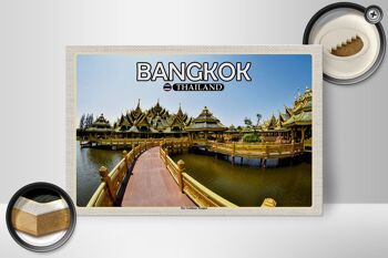 Panneau en bois voyage 30x20cm Bangkok Thaïlande décoration du temple d'or 2