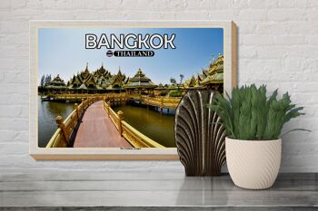 Panneau en bois voyage 30x20cm Bangkok Thaïlande décoration du temple d'or 3