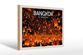 Panneau en bois voyage 30x20cm Bangkok Thaïlande Loy Krathong Festival des Lumières 1