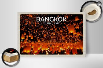 Panneau en bois voyage 30x20cm Bangkok Thaïlande Loy Krathong Festival des Lumières 2
