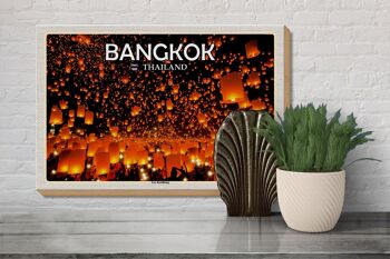 Panneau en bois voyage 30x20cm Bangkok Thaïlande Loy Krathong Festival des Lumières 3