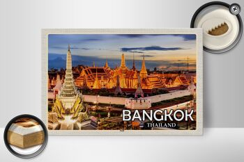 Panneau en bois voyage 30x20cm Bangkok Thaïlande temple coucher de soleil 2