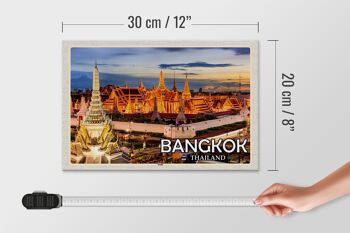 Panneau en bois voyage 30x20cm Bangkok Thaïlande temple coucher de soleil 4