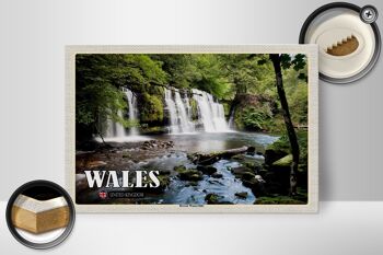 Panneau en bois voyage 30x20cm Pays de Galles Royaume-Uni Brecon Waterfalls 2