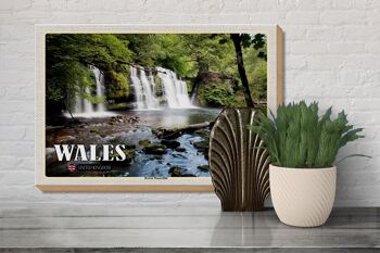 Panneau en bois voyage 30x20cm Pays de Galles Royaume-Uni Brecon Waterfalls 3