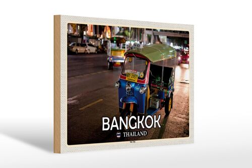 Holzschild Reise 30x20cm Bangkok Thailand Tuk Tuk Geschenk
