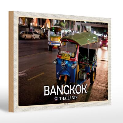 Cartello in legno da viaggio 30x20 cm Bangkok Thailandia Tuk Tuk regalo