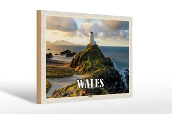 Panneau en bois voyage 30x20cm Pays de Galles Royaume-Uni Anglesey Island Sea 1