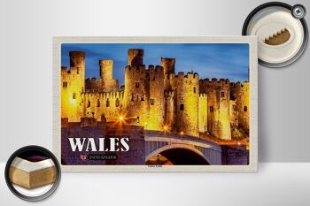 Panneau en bois voyage 30x20cm Pays de Galles Royaume-Uni Château de Conwy 2