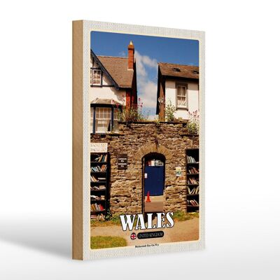 Cartello in legno da viaggio 20x30 cm Galles book town Hay-On-Wye