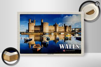 Panneau en bois voyage 30x20cm Pays de Galles Royaume-Uni Château de Caernarfon 2
