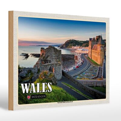 Holzschild Reise 30x20cm Wales United Kingdom Mystische Ruine