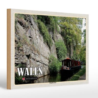 Cartel de madera viaje 30x20cm Gales Reino Unido Llangollen Canal