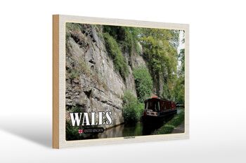 Panneau en bois voyage 30x20cm Pays de Galles Royaume-Uni Canal de Llangollen 1
