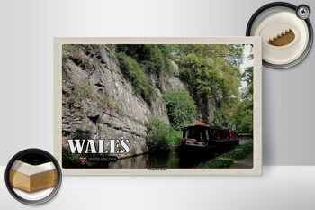 Panneau en bois voyage 30x20cm Pays de Galles Royaume-Uni Canal de Llangollen 2
