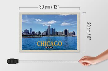 Panneau en bois voyage 30x20cm Chicago USA skyline immeubles de grande hauteur 4