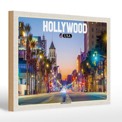 Cartel de madera viaje 30x20cm Hollywood USA Hollywood Boulevard decoración