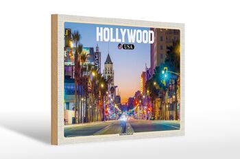 Panneau en bois voyage 30x20cm Hollywood USA décoration Hollywood Boulevard 1