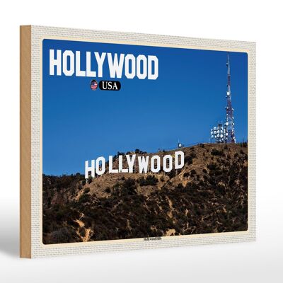 Cartello in legno da viaggio 30x20 cm Hollywood USA Hollywood Hills