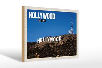 Panneau en bois voyage 30x20cm Hollywood USA Hollywood Hills 1