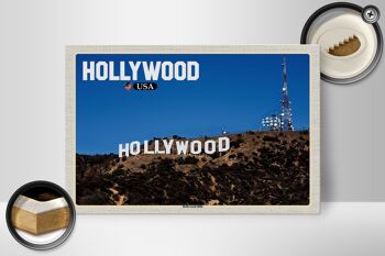 Panneau en bois voyage 30x20cm Hollywood USA Hollywood Hills 2