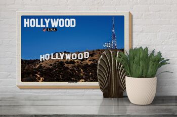 Panneau en bois voyage 30x20cm Hollywood USA Hollywood Hills 3
