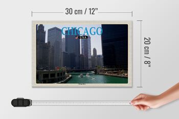 Panneau en bois voyage 30x20cm Chicago USA Chicago River immeubles de grande hauteur 4