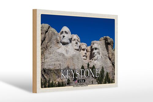 Holzschild Reise 30x20cm Keystone USA Mount Rushmore Memorial Deko
