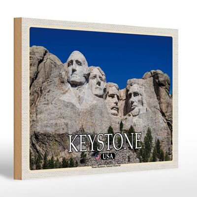 Targa in legno da viaggio 30x20 cm Decorazione Keystone USA Mount Rushmore Memorial