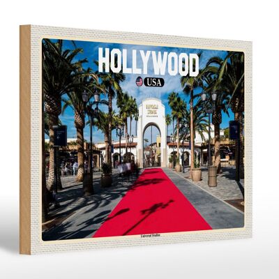 Cartello in legno da viaggio 30x20 cm Hollywood USA Universal Studios