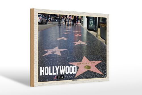 Holzschild Reise 30x20cm Hollywood USA Walk of Fame