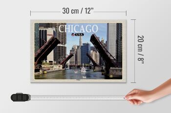 Panneau en bois voyage 30x20cm Chicago USA ponts ponts rivière décoration 4