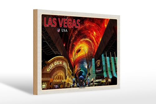 Holzschild Reise 30x20cm Las Vegas USA Fremont Street Casinos Deko