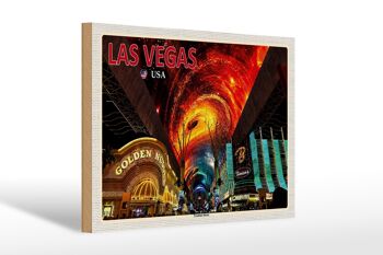Panneau en bois voyage 30x20cm Las Vegas USA Fremont Street Casinos décoration 1