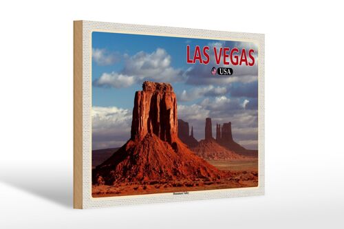 Holzschild Reise 30x20cm Las Vegas USA Monument Valley Hochebene