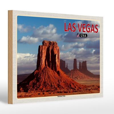 Holzschild Reise 30x20cm Las Vegas USA Monument Valley Hochebene