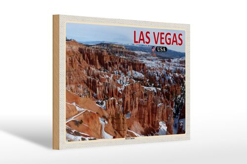 Holzschild Reise 30x20cm Las Vegas USA Bryce Canyon