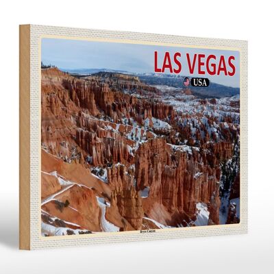 Panneau en bois voyage 30x20cm Las Vegas USA Bryce Canyon