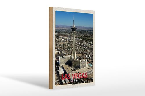 Holzschild Reise 20x30cm Las Vegas USA Stratosphere Tower