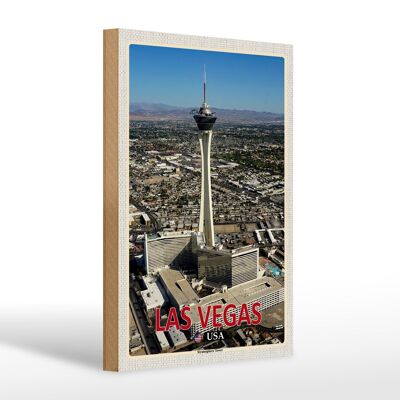 Wooden sign travel 20x30cm Las Vegas USA Stratosphere Tower