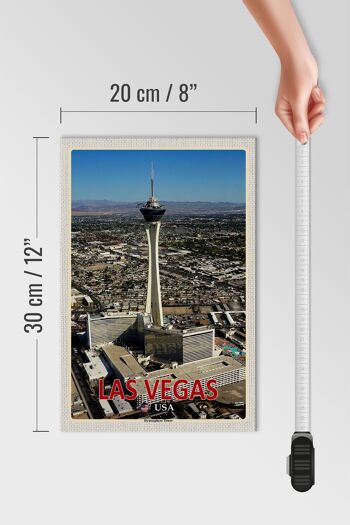 Panneau en bois voyage 20x30cm Las Vegas USA Stratosphere Tower 4