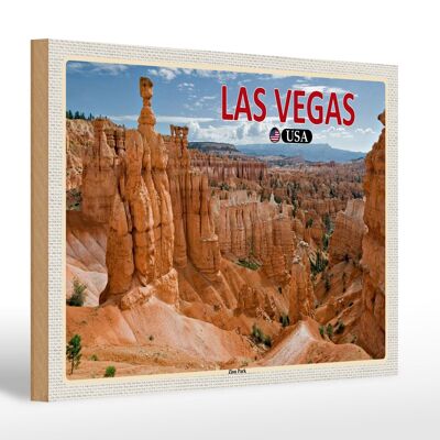 Cartel de madera viaje 30x20cm Las Vegas USA Zion Park regalo