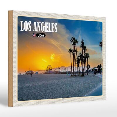 Holzschild Reise 30x20cm Los Angeles USA Beach Strand Venice Beach