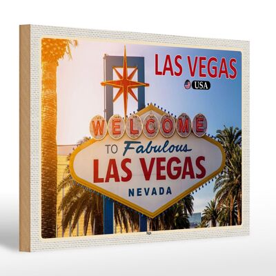 Panneau de voyage en bois 30x20cm, panneau de bienvenue de Las Vegas USA, décoration