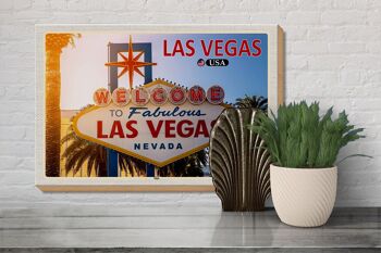 Panneau de voyage en bois 30x20cm, panneau de bienvenue de Las Vegas USA, décoration 3